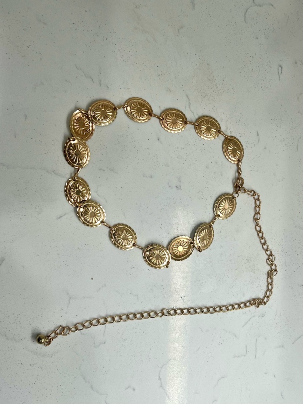 Concho Gold Chain Belt Medallion Circle Mod Casual Dress Metal Boho